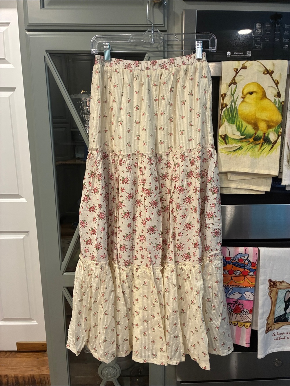 Laffaire Tiered Cream Floral Maxi Skirt cottagecore summer feminine